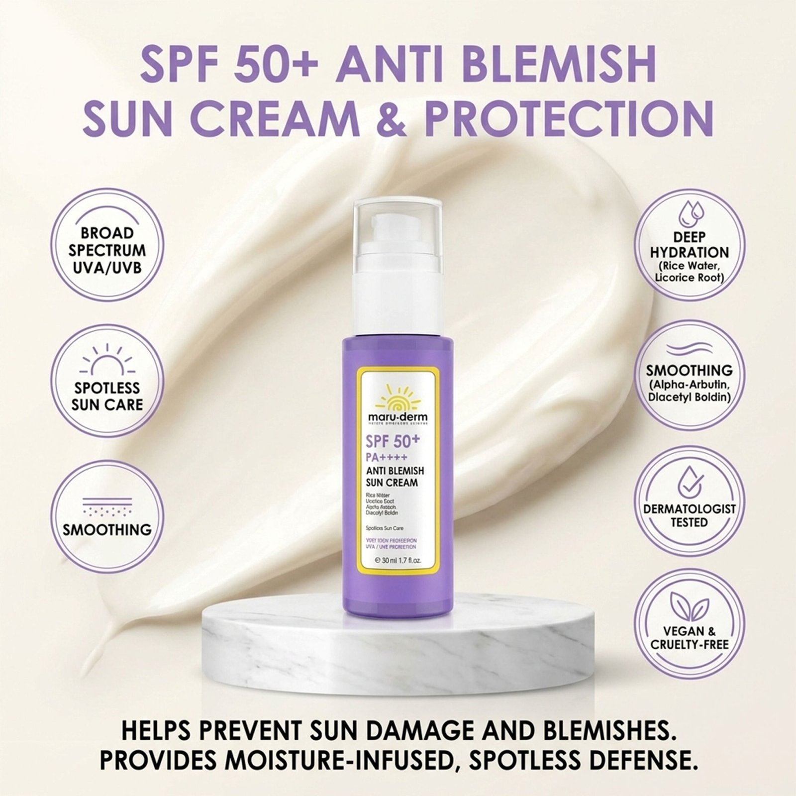 SPF 50+ Anti Blemish Sun Cream - Image 2